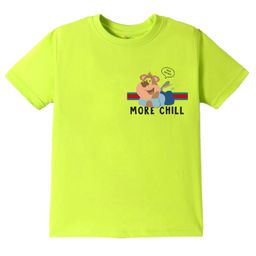 KAVEE Pure Cotton Half Sleeves Bear Printed Bio Washed Tee - Neon Green-picture-0