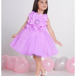 Ministitch Net Woven Sleeveless Bow Applique Detailed Dress - Lilac-image-51