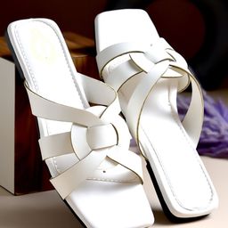 Shoetopia Abstract Designed Sandals - White-image-5