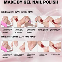 FEELHIGH Set Of 24 Medium Oval Metallic Designs Press On Reusable Nails image 5