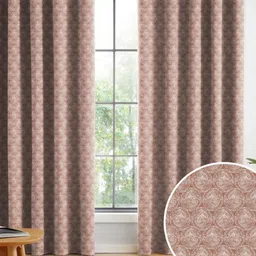 Myntra Elegant Homes Peach & Cream 2 Pieces Geometric Printed Black Out Long Door Curtains-5