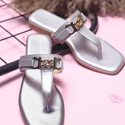 TRYME Women Ethnic Open Toe Flats with Buckles-12
