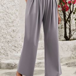 Outzidr Women High-Rise Flared Pleated Trousers-image-82