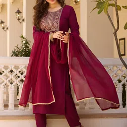Wedani Women Ethnic Motifs Embroidered Regular Thread Work Kurta with Pyjamas & Dupatta-picture-4