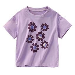 LULU & SKY Girls Floral Raw Edge T-shirt-image-86