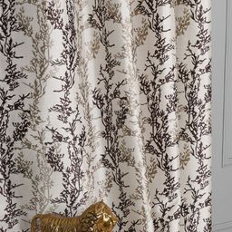 AJISH Brown & Beige Set of 2 Floral Window Curtain image 2