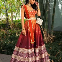 Rashika Sharma Embroidered Mirror Work Ready To Wear Lehenga Choli With Dupatta & Belt-28