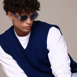 The Roadster Lifestyle Co. Striped Textured Acrylic Sweater Vest-image-54