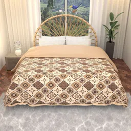 Kuber Industries Brown Floral Microfiber AC Room 210 GSM Double Bed Comforter-image-92