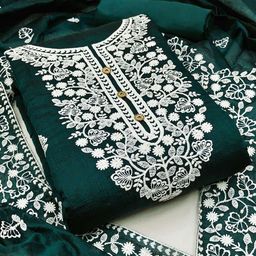Peachmode Floral Embroidered Chanderi Cotton Unstitched Dress Material-picture-32