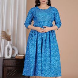 Nevisha Style Women Floral Printed Thread Work Floral Maternity Anarkali Kurta-image-96