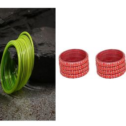 SOMIL Set of 20 Green Alloy Artificial Stones & Beads Bangles-image-97