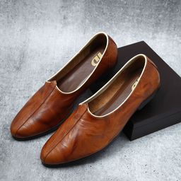 ID Men Tan Ethnic Leather Mojaris-picture-40
