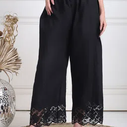 TAG 7 Women Schiffli Hem Design Flared Cotton Ethnic Palazzo-55