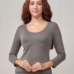 INFERNO Women Striped Round Neck Thermal Tops-image-69