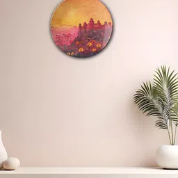 THE QUIRKY HOME Yellow & Pink Printed Ceramic Wall Plate-image-91