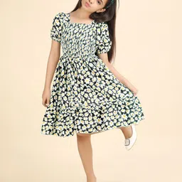 STARWORD Animal Print Puff Sleeve Fit & Flare Dress-image-93
