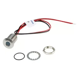 RS PRO Blue Panel Mount Indicator 1.8-3.3V DC, Mounting Hole Size 10 mm, Termination Type Lead Wires, IP Rating IP67, Model No 1393358-30
