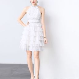 JC Collection Women Self Design Embroidered Round Neck Layered Fit & Flare Dress-image-42