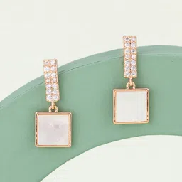 Kushal's Fashion Jewellery Rose Gold-Plated Zircon Studded Party Classic Drop Earrings-image-89