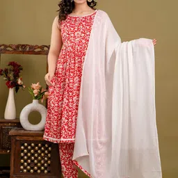 KALINI Women Ethnic Motifs Printed Empire Thread Work Kurta with Trousers-picture-12