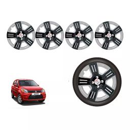 Auto Pearl slvr01_R Press Type Car Wheel Cover with Retention Ring 304.8 mm (12 Inch) Glossy Black, Silver for Maruti Alto 800 LXI (Set of 4)-picture-9