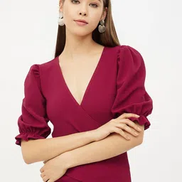 Harpa Puff Sleeved Layered Wrap Top-image-88
