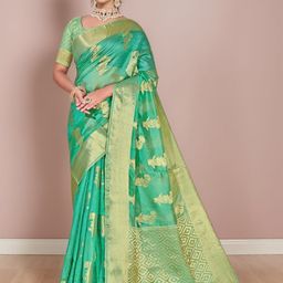 Anouk Woven Design Zari Organza Saree-24