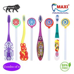 MAXI Oral Care Junior Toothbrush & Tongue Cleaner Pack Of 8 - Multicolor-27
