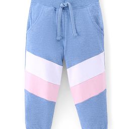 Babyhug Cotton Looper Knit Full Length Lounge Pant with Cut & Sew Detailing - Blue-image-25