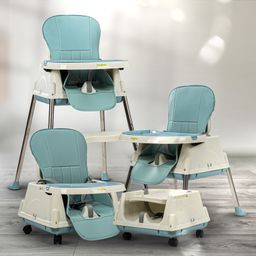 Baybee 3 in 1 Convertible High Chair for Kids with Adjustable Height and Footrest, Baby Toddler Feeding Booster Seat with Tray & Safety Belt - Blue-image-39
