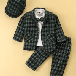 Robo Fry Full Sleeves Checked T-Shirt & Trouser with Hat & Blazer - Pista-picture-36