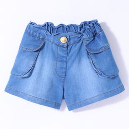 Little Kangaroos Cotton Woven Washed Denim Shorts - Medium Blue-picture-30