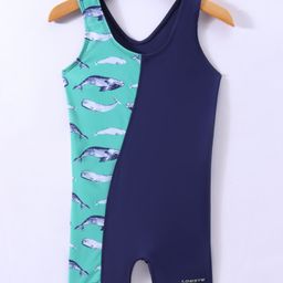 LOBSTERSleevelessLeggedSwimsuit with Whale & Text Print - Navy Blue-picture-13