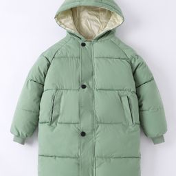 Kookie Kids Full Raglan Sleeves Hooded Padded Jacket - Light Green-image-43