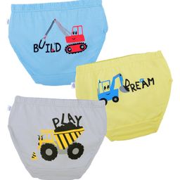 Plan B Cotton Pack Of 3 Vehicle  Printed Briefs - Pool Blue Lemon Yellow & Grey-image-59