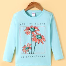 Tango Single Jersey Knit Full Sleeves T-Shirt With Floral Print - Light Blue-image-54