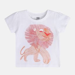 MINI KLUB Cotton Half Sleeves Animal Printed Top - White-picture-21