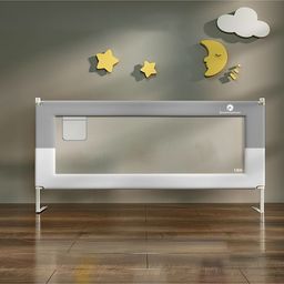 StarAndDaisy Baby Bed Guard Rail with T- Body Support Frame, Adjustable Height/Portable Single Side Bed Rail for Infant & Toddler's Safety (Grey & White-1.8M)-picture-18