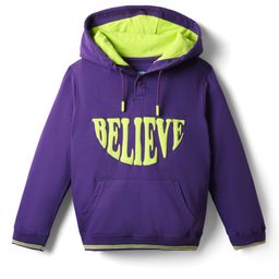 Pine Kids 100% Cotton Full Sleeves Text Printed Hooded Sweatshirt With Kangaroo Pockets - Purple & Green-image-36