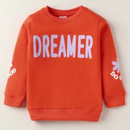 Tango Looper Knit Full Sleeves T-Shirt with Dreamer Text Print - Orange-image-59