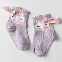 Mustang Cotton Knit Ankle Length Socks with Unicorn Design - Lavender-picture-27