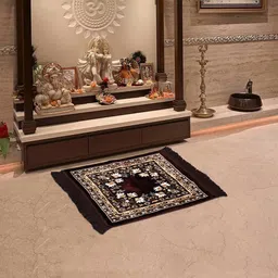 Kuber Industries Brown & White Floral Printed Prayer Mat-image-50