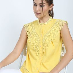 Tokyo Talkies Women Solid Mandarin Collar Pure Cotton Top-image-70