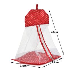 Kuber Industries Cotton Hanging OrganizerMultipurpose Dot Print Mesh Storage Bag With Closure Zipper, Pack of 2,Orange, image 3