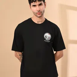 Mast & Harbour Graphic Printed Round Neck Drop-Shoulder Sleeves Cotton Oversized T-shirt-picture-48
