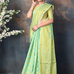 Areca Designer Ethnic Motifs Zari Linen Blend Banarasi Saree-52