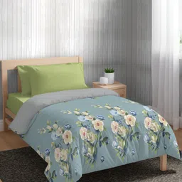 The Happy Pod Green & Blue Floral Microfiber AC Room 80 GSM Single Bed Dohar-image-92