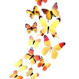 Asian Royal Yellow & Red 12 Pcs 3D Butterfly Sticker For Wall-15