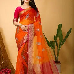 KALINI Woven Design Sequinned Organza Saree-picture-44
